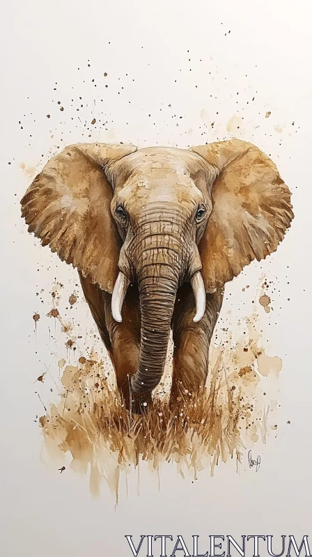 AI ART Elephant in Artful Watercolor