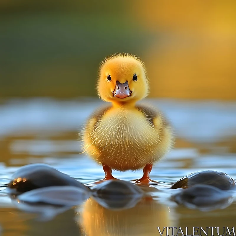 Charming Duckling in Water AI Image