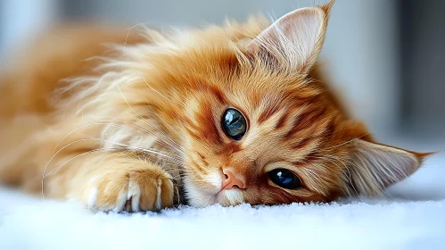 Fluffy Ginger Cat Resting