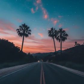 Evening Road with Palms