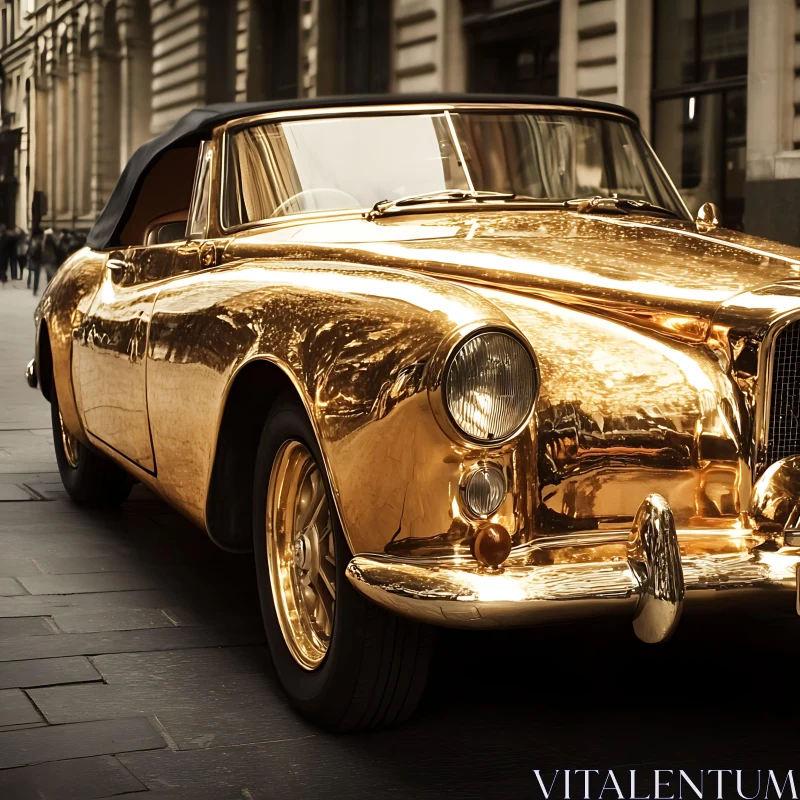 Luxury Golden Convertible in Urban Setting AI Image