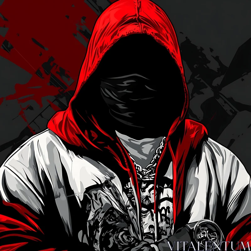 AI ART Anonymous Figure in Red Hoodie