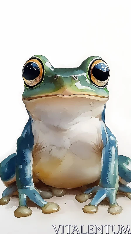 Frog with Green-Blue Coloration AI Image