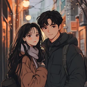 Charming Anime Couple City Scene