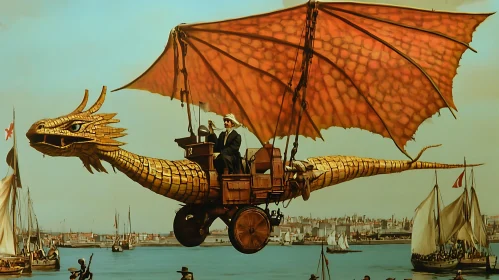 Golden Dragon in Flight