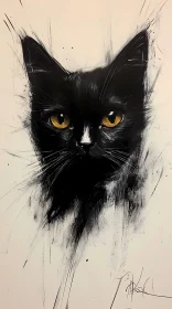 Golden-Eyed Cat in Abstract Art