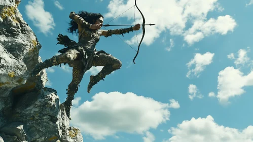 Skilled Archer in Flight