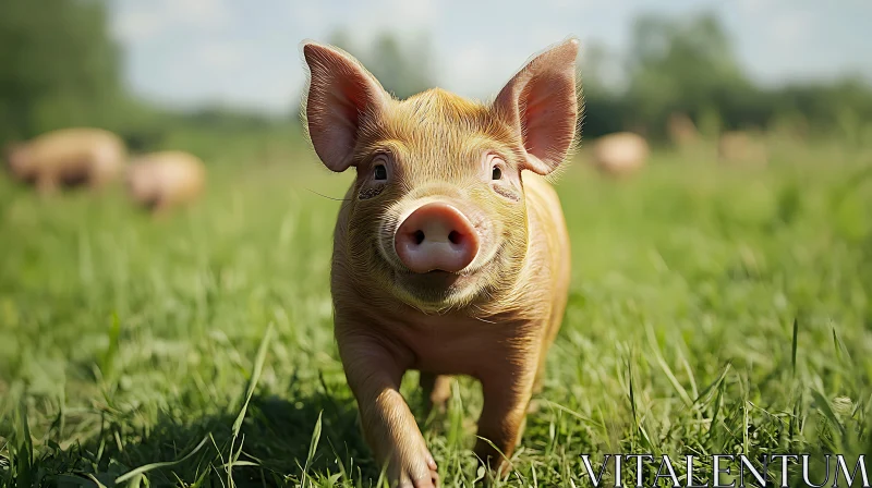 Charming Farm Piglet in Nature AI Image