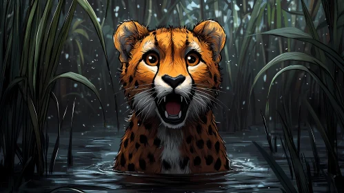 Wild Cheetah in Water