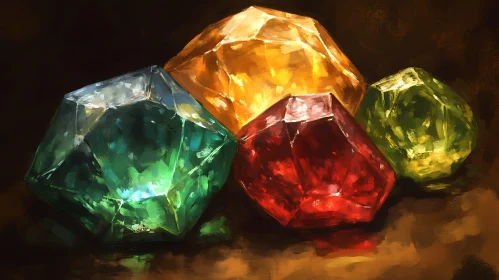 Luminous Gemstones Cluster Art