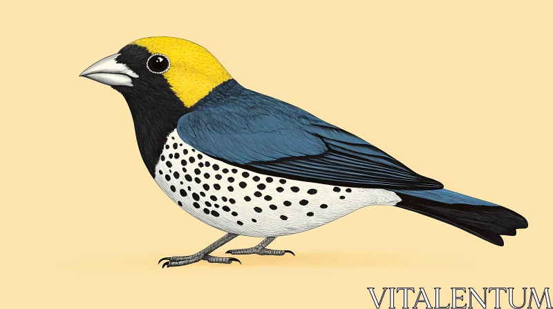 Avian Art: Spotted Yellow-Crested Bird AI Image