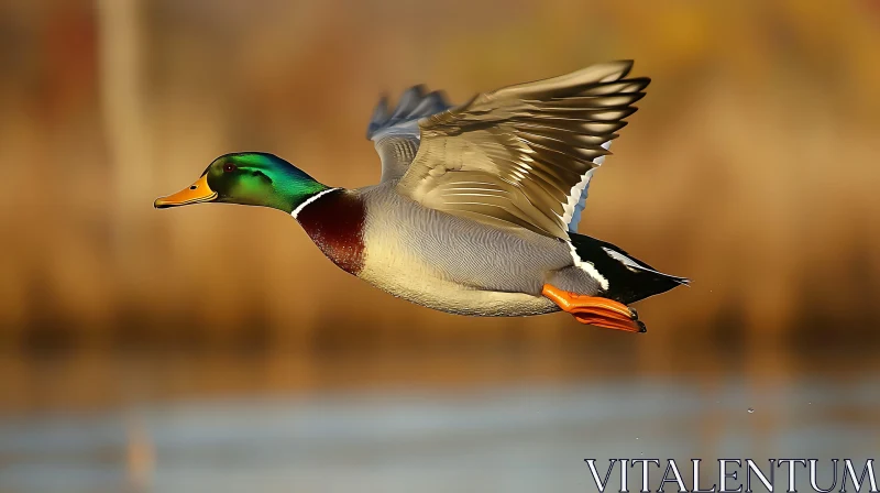 Flying Mallard Duck AI Image