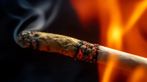Burning Material Illuminated by Flames