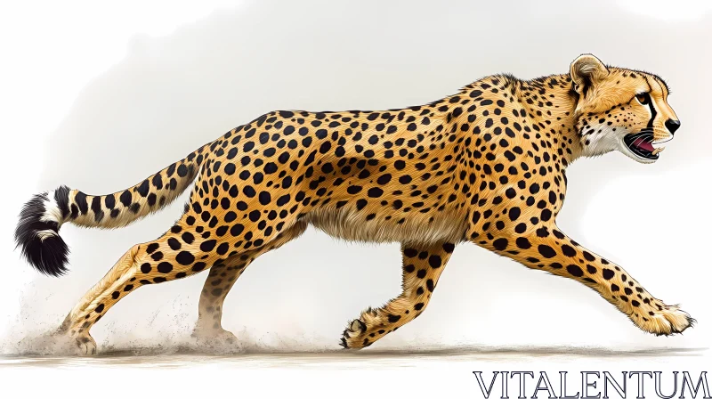 Sprinting Cheetah Illustration AI Image