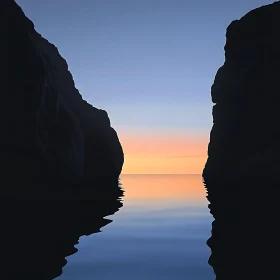 Calm Sea and Sunset Reflection