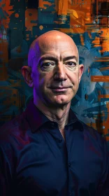 Jeff Bezos with Abstract Modern Art Background