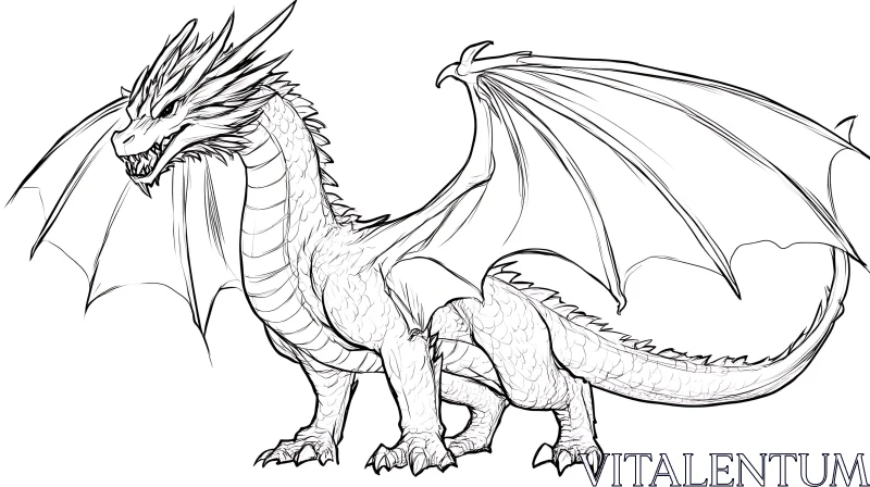 AI ART Fantasy Dragon Sketch