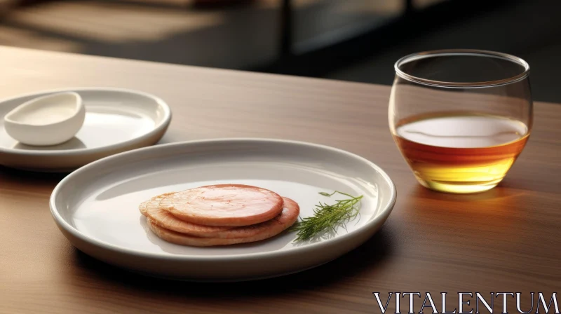 Exquisite Plate with Ham and Whiskey | Industrial Design AI Image