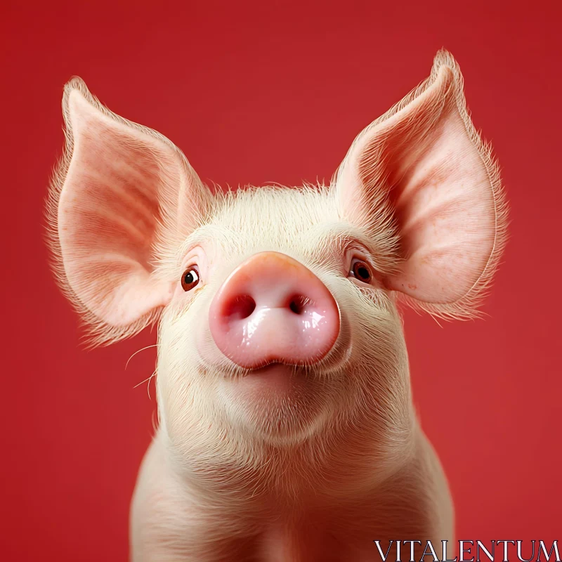 Cute Pig Portrait with Pink Snout AI Image