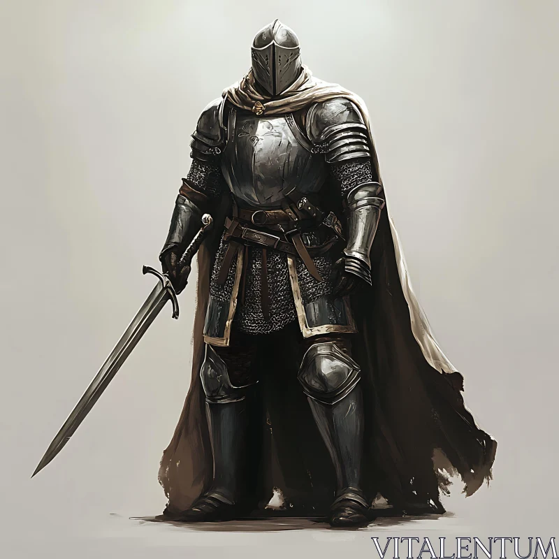 AI ART Medieval Knight with Sword