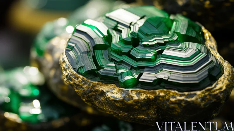 Intricate Patterns of Green Malachite Rocks in Macro Photography AI Image