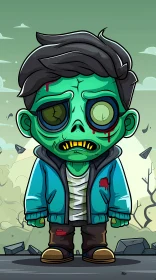 Post-Apocalyptic Cartoon Zombie Boy Illustration