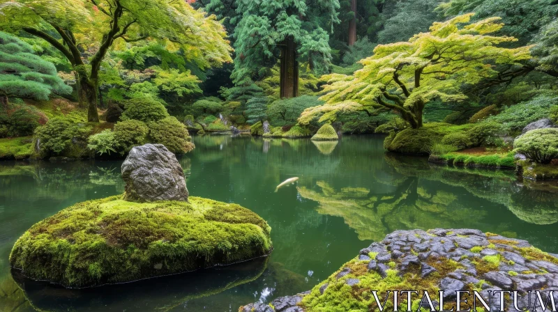 Tranquil Japanese Garden Landscape | Serene Nature Photography AI Image