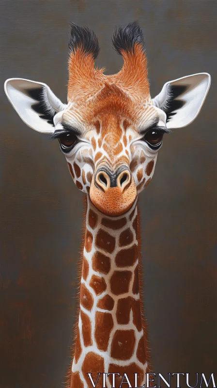 Wildlife Giraffe Close-Up AI Image