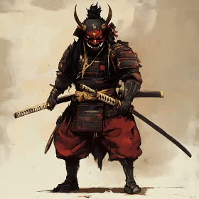 Armored Samurai with Swords