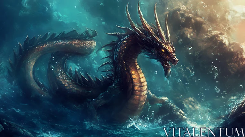 Aquatic Dragon Rising AI Image