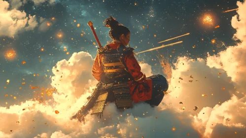 Samurai Warrior on Clouds