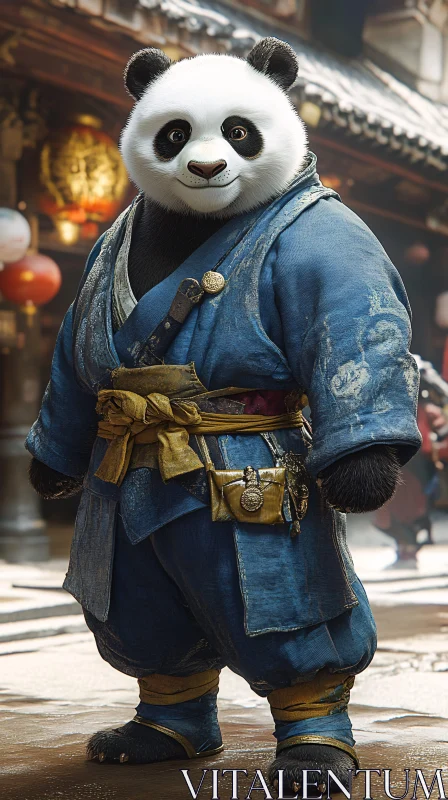 AI ART Panda Warrior in Cultural Dress