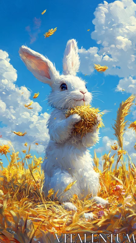 AI ART Playful Bunny in Autumn Landscape