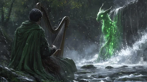 Magical Creature Listening to Harp Music