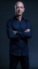 Portrait of Jeff Bezos in a Dark Shirt