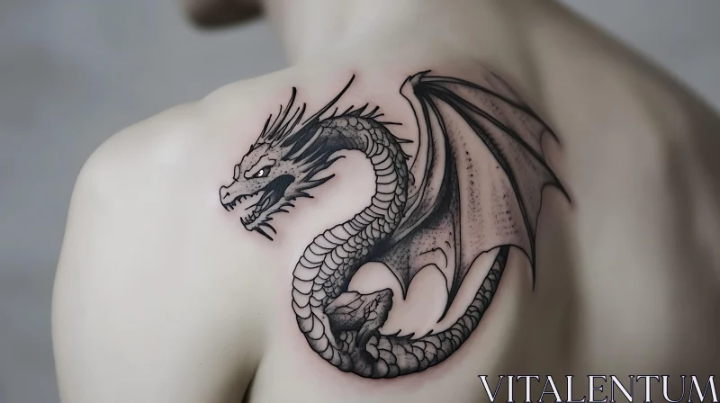 Monochrome Dragon Tattoo Design AI Image