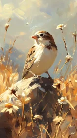 Artistic Sparrow in Nature's Embrace