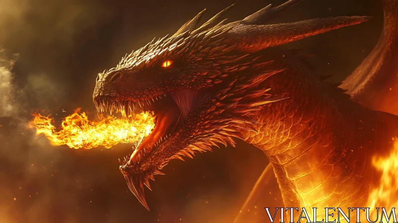 Dragon Breathing Fire Art AI Image