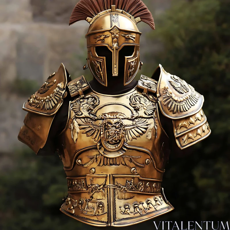 AI ART Gleaming Golden Armor Sculpture