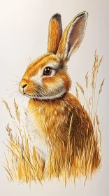 Detailed Rabbit Portrait in Grass