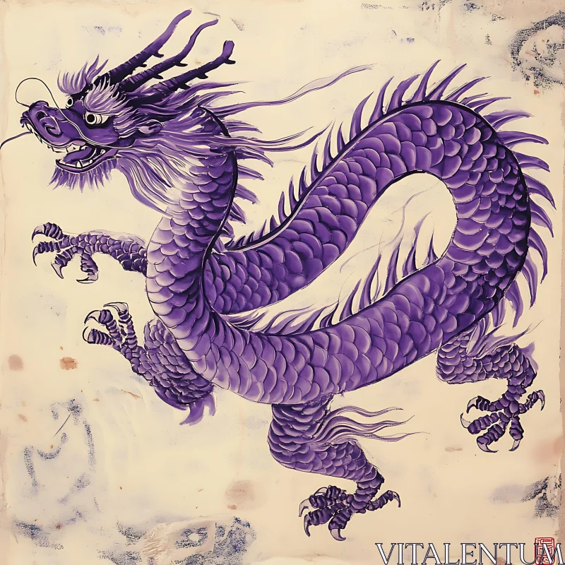 Purple Dragon Asian Art Illustration AI Image