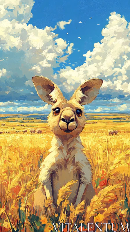 AI ART Playful Kangaroo in Open Fields