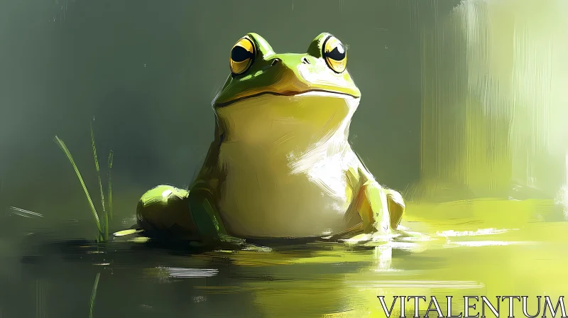 AI ART Serene Frog by the Water