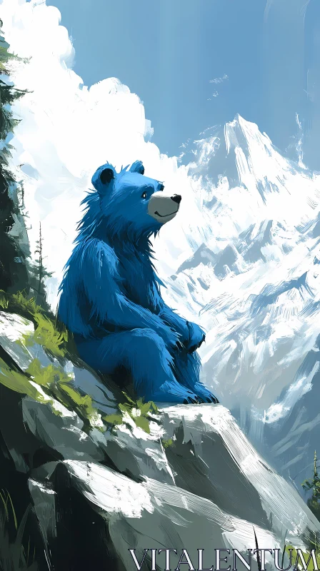 Blue Bear Landscape Art AI Image