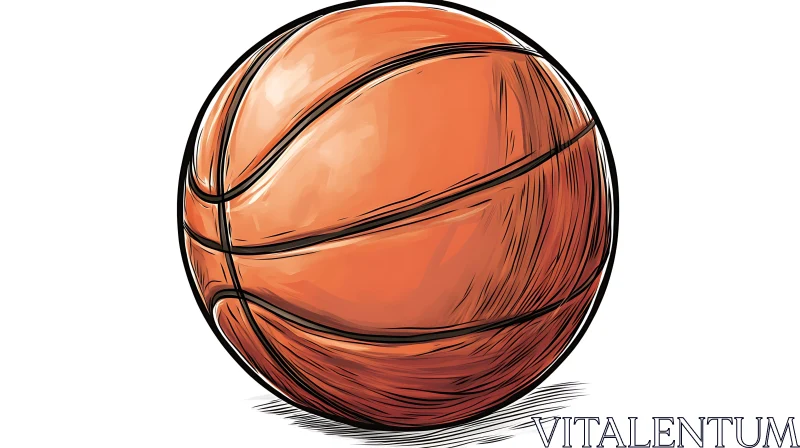 Orange Basketball with Black Lines AI Image