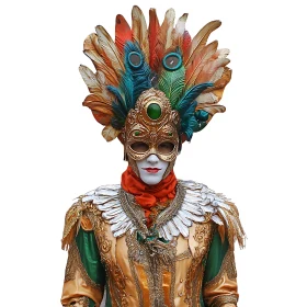 Masked Figure in Elaborate Carnival Attire