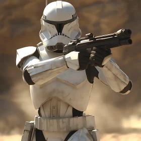 Sci-Fi Soldier with Blaster Rifle