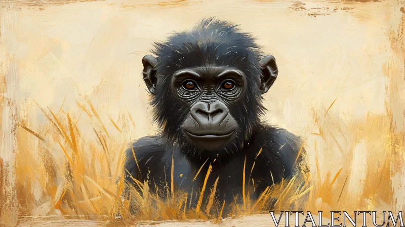 Young Gorilla in Nature AI Image