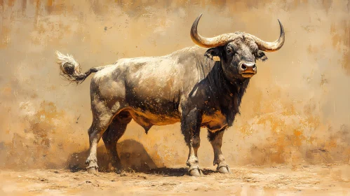 Powerful Bull with Prominent Horns