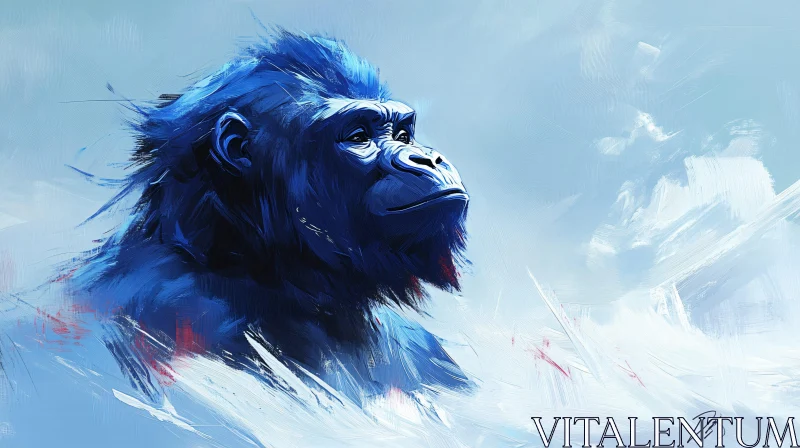 AI ART Abstract Gorilla in Blue Hues